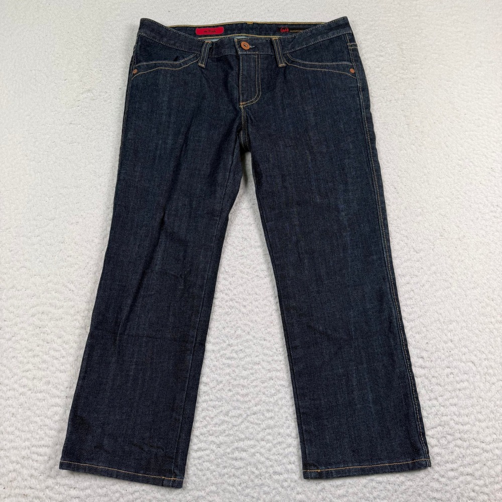 AG Adriano Goldschmied The Posh Jeans 27R Blue Leather Trim Straight Leg Cropped
